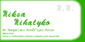 miksa mihalyko business card